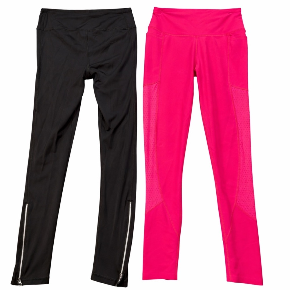 Victoria Sport Leggings Bundle Small Black Ankle Zip Pink Mesh Pocket Tights Gym